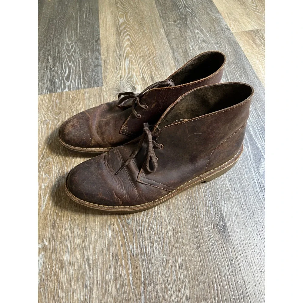 Clarks‎ Desert Boots Mens Brown Leather Good Distressed Chukka Shoes